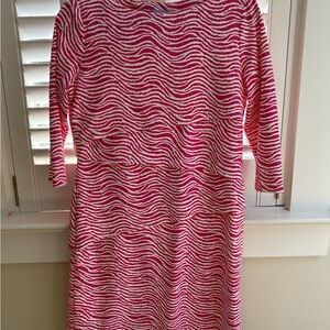 J. McLaughlin Pink & White Wave-Print Dress